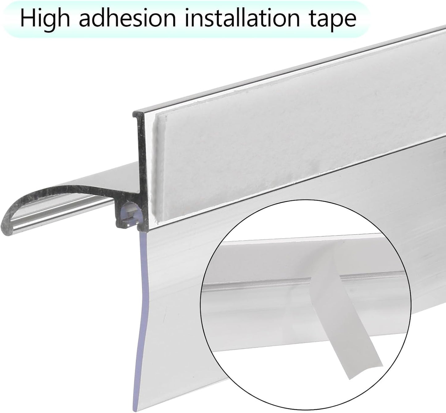 25" Shower Door Bottom Deflector for Chrome Framed Shower Door | Drip Rail Replacement with Vinyl Sweep,Attach pre adhesive installation tape and screws