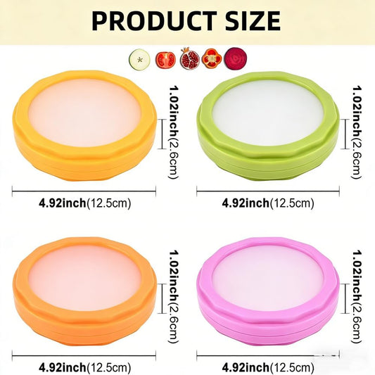 Avocado Saver and Onion Storage - Set of 4 Reusable Double sided silicone food storage container for fridge pod - Ideal for Garlic,Tomatos, Lemons, and Potatoes 