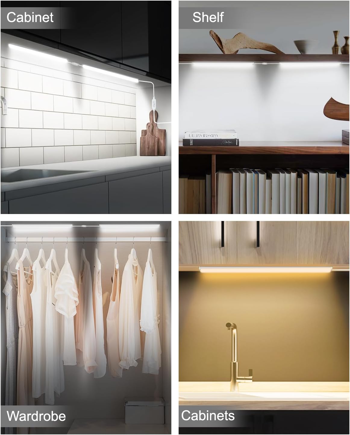 Daymeet Motion Sensor Dimmable 12 Inch Ultra Thin Under Cabinet Lighting, Under Cabinet Lights Plug in, Super Bright LED Lights Bar Under Counter Lights Indoor for Kitchen, Shelf, Closet (3 Pack)
