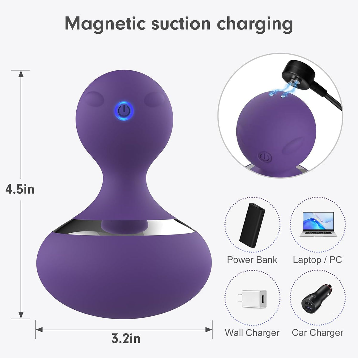 Cordless Electric Handheld Massage Ball, Rechargeable Body Neck Massage Tool, Black