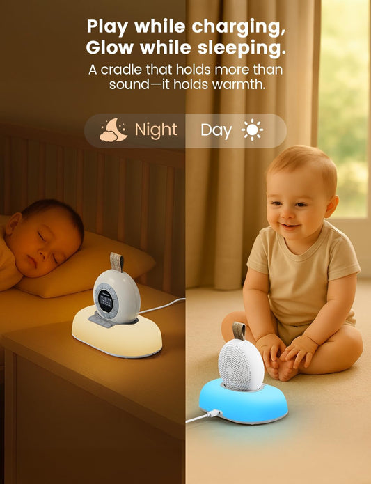 Glocusent Portable White Noise Machine, 62 Soothing Sounds | 2000mAh Battery for 30Hrs Long Lasting - Noise Canceling for Office & Sleeping, Travel Sound Machine for Baby Kids Adults