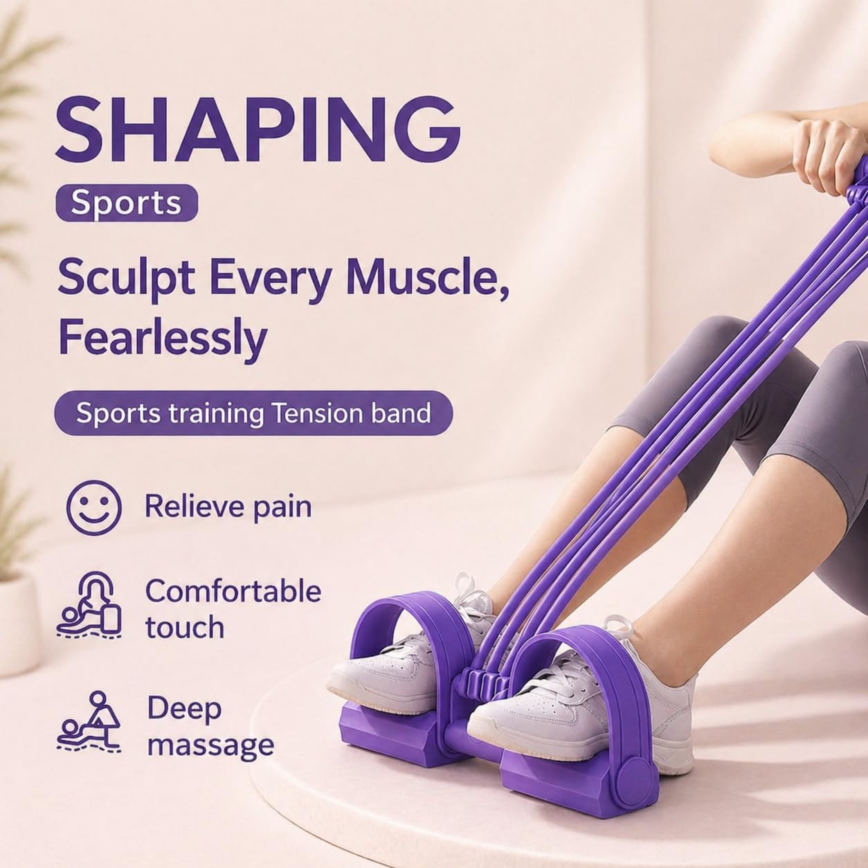 2026 NEW Pedal Resistance Band with Handle,8 Tube Detachable Elastic 3-in-1 Multifunctional Foot Pedal Resistance Assistance Expander for Foot Pedal Pull, Back Stretch & Chest Expand