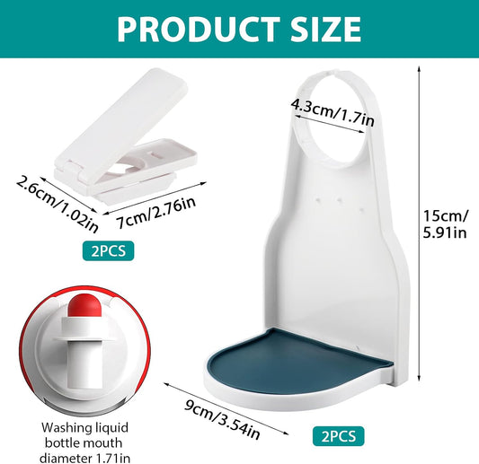 Detergent Drip Catcher, Laundry Detergent Cup Holder with Drip Catcher and Nozzle Switch, Fabric Softener Drip Tray for Liquid Detergent and Softener Bottles