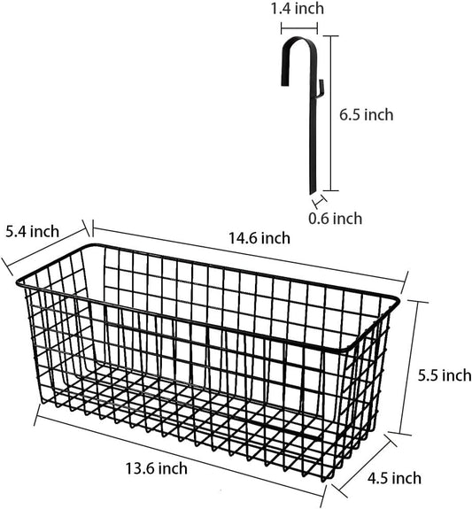 Metal Hanging Bedside Basket for Bunk Beds & Collage Dorms - Cabinet Wire Organizer for Storage, Multi-Use Large Organizing Caddy for Bedroom, Office (Black/Large)