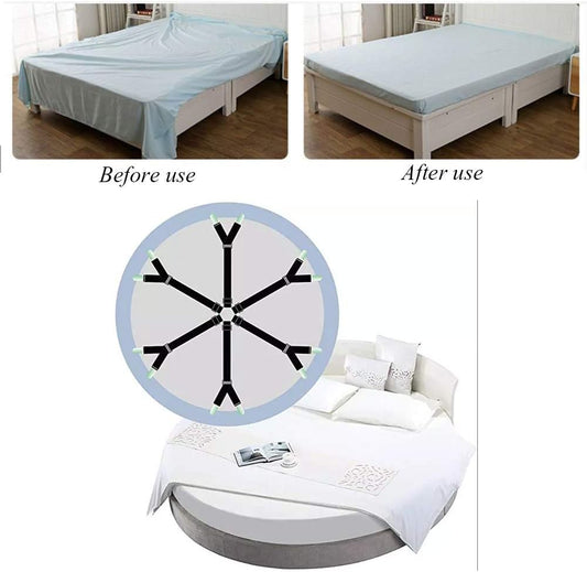 2Pack Bed Sheet Straps,Adjustable Elastic Fitted Sheet Straps, Crisscross Bed Sheet Fasteners Suspenders, Bed Sheet Holder Straps Fit Round and Square Mattresse(2Pcs/Set Black)