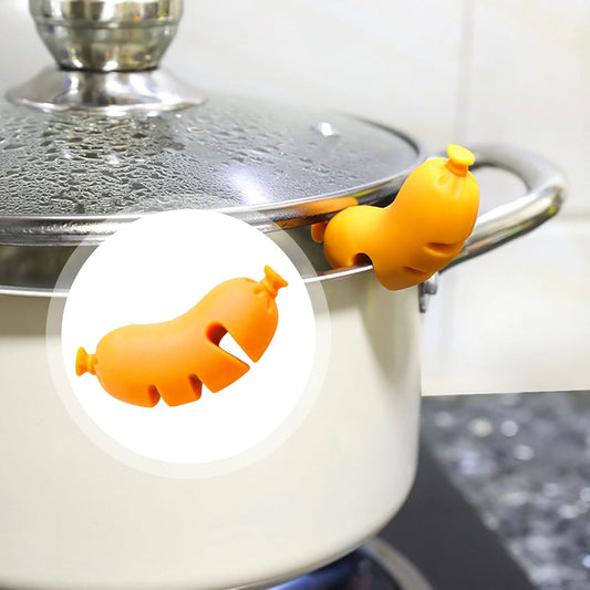 Boil Over Stopper – Silicone Spill Guard Heat Resistant Lid Holder, Reusable Anti-Spill Kitchen Gadget, Cute Cooking Accessory | Safe Pot Cover Spacer Decoration for Cooking Boiling Pots Pans
