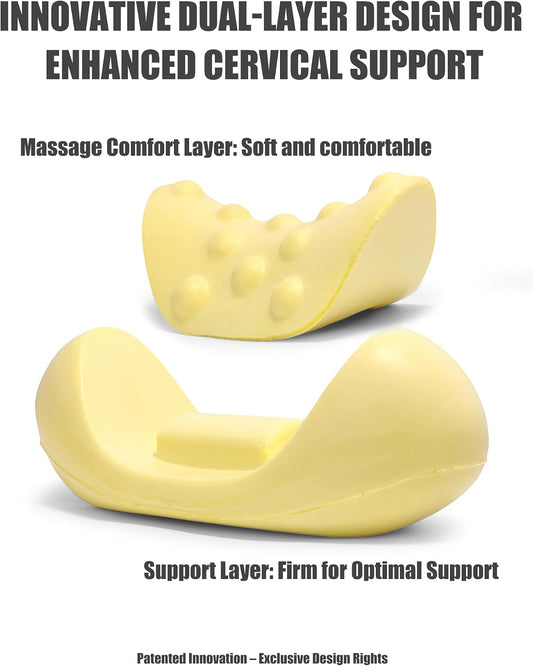 Bespilow Cervical Neck Pillow for Pain Relief, Dual-Layer Memory Foam Orthopedic Contour Pillow for Office,Travel, Ergonomic Neck Support for Back Sleepers,Cooling Breathable Case (US Design Patented)