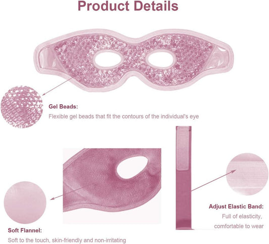 Cooling Gel Eye Mask with Eye Holes, 2 PCS Cold Eye Packs for Puffiness & Swelling, Reusable Hot Cold Compress Heat Ice Gel Pack, Purple and Pink