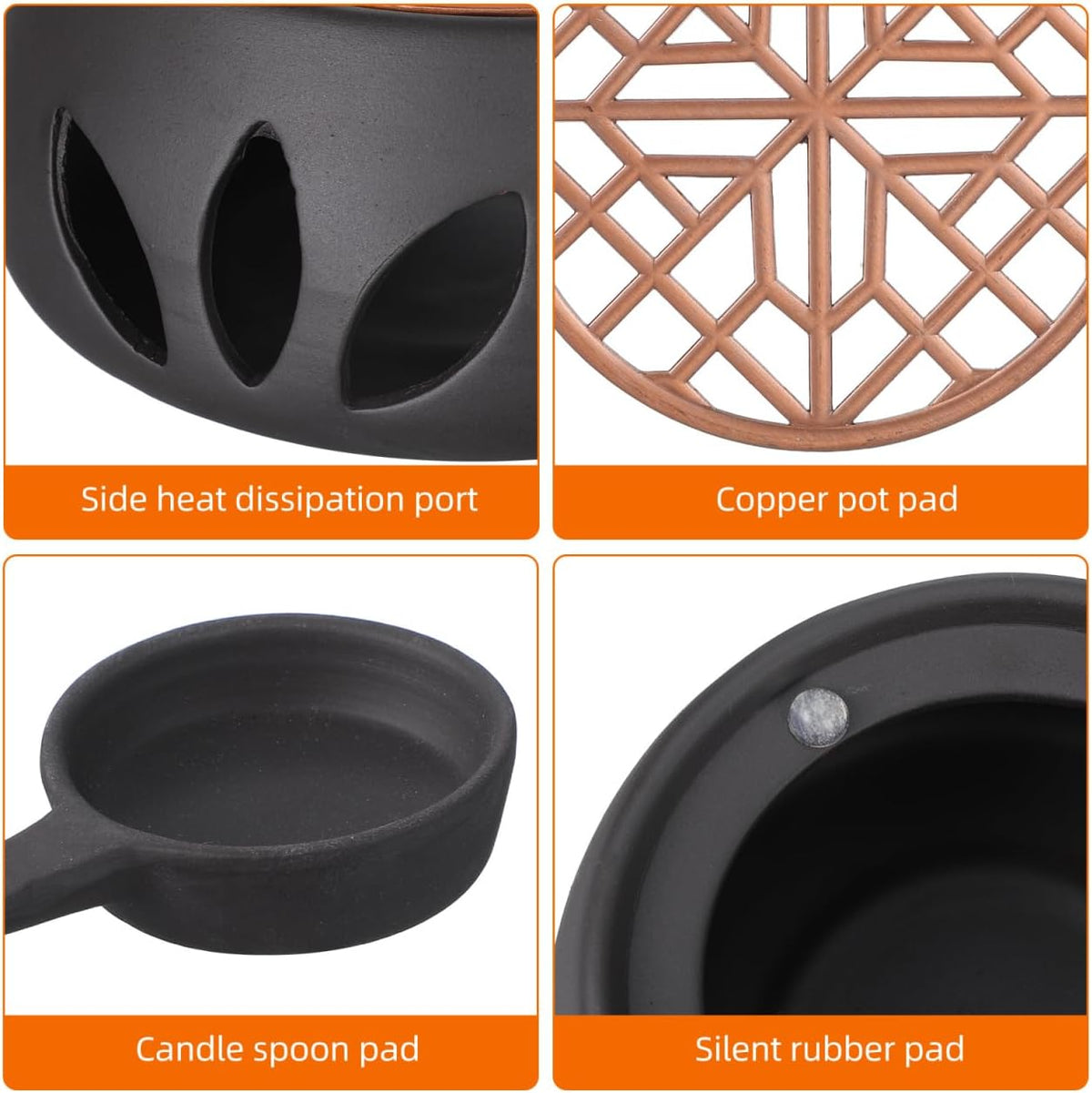 1 Set Ceramic Teapot Warmer Heating Base, Japanese Style 4.72x2.36 Inch Non-Slip Mat, Home Office Tea Coffee Milk Candle Holder Desktop Decor