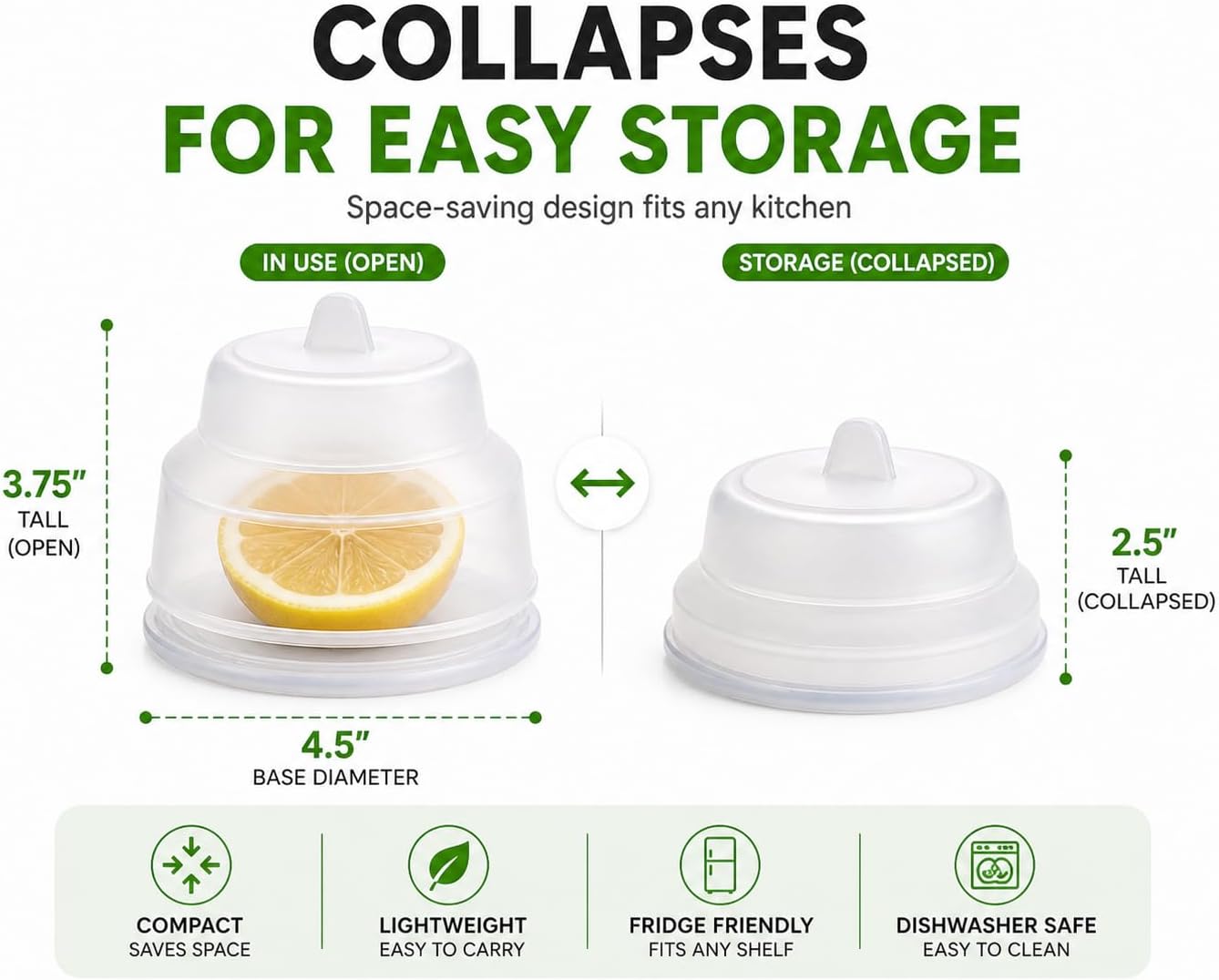 Dependable Industries inc. Essentials Lemon Keeper Container Onion Saver Avocado Holder Silicone Collapsible Produce Saver Food Storage BPA Free