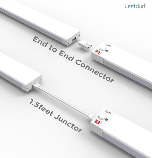 Leetdud Under Cabinet Lighting Plug in 16 Inch, 120V Motion Sensor Lights Indoor, 3CCT 3000/4000/5000K, Aluminum Linkable Super Bright LED Counter Light with Timer for Kitchen, Closet, White