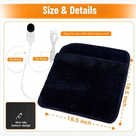 Electric Foot Warmer Mat Heating Pads with Fast Dual-Side Heated Technology, 6-Layers Heater Retention Fabric, 3 Timer Settings&9 Heat Levels, Birthday Gift for Men/Women Feet, 22"×20" Black