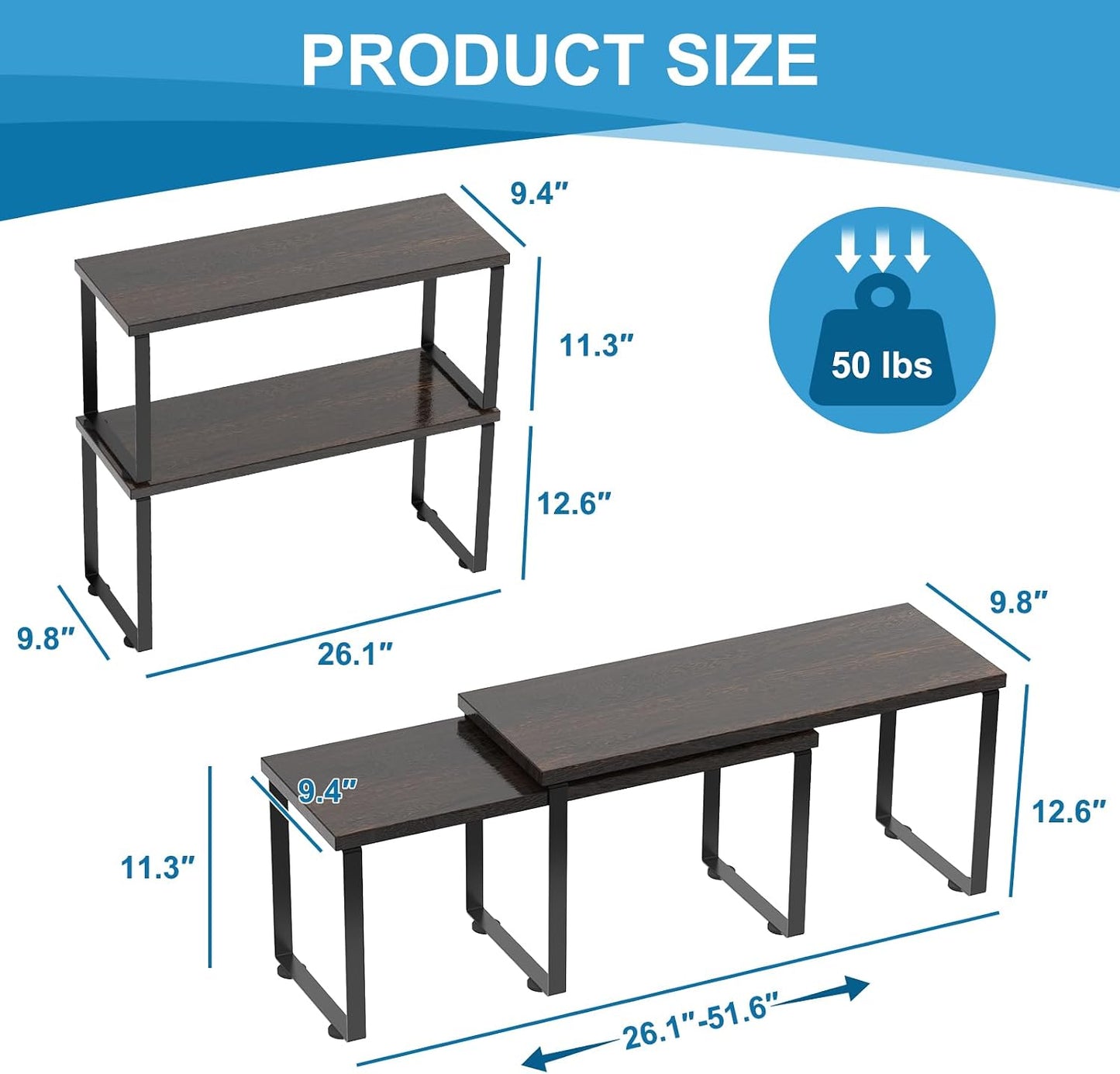 Expandable Washer Dryer Countertop Shelf, Stackable Over Washer and Dryer Storage Shelves, for Laundry Room Organization, Space Saving Laundry Shelf