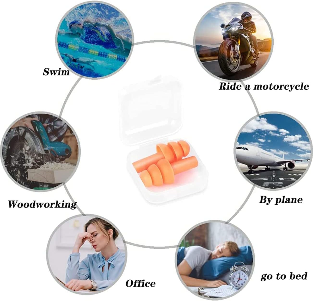 Earplugs for Sleeping Noise Cancelling Reusable Silicone Ear Plugs Suitable for Swimming Travel Snoring Airplanes Study Work Noisy Places(8Pairs)
