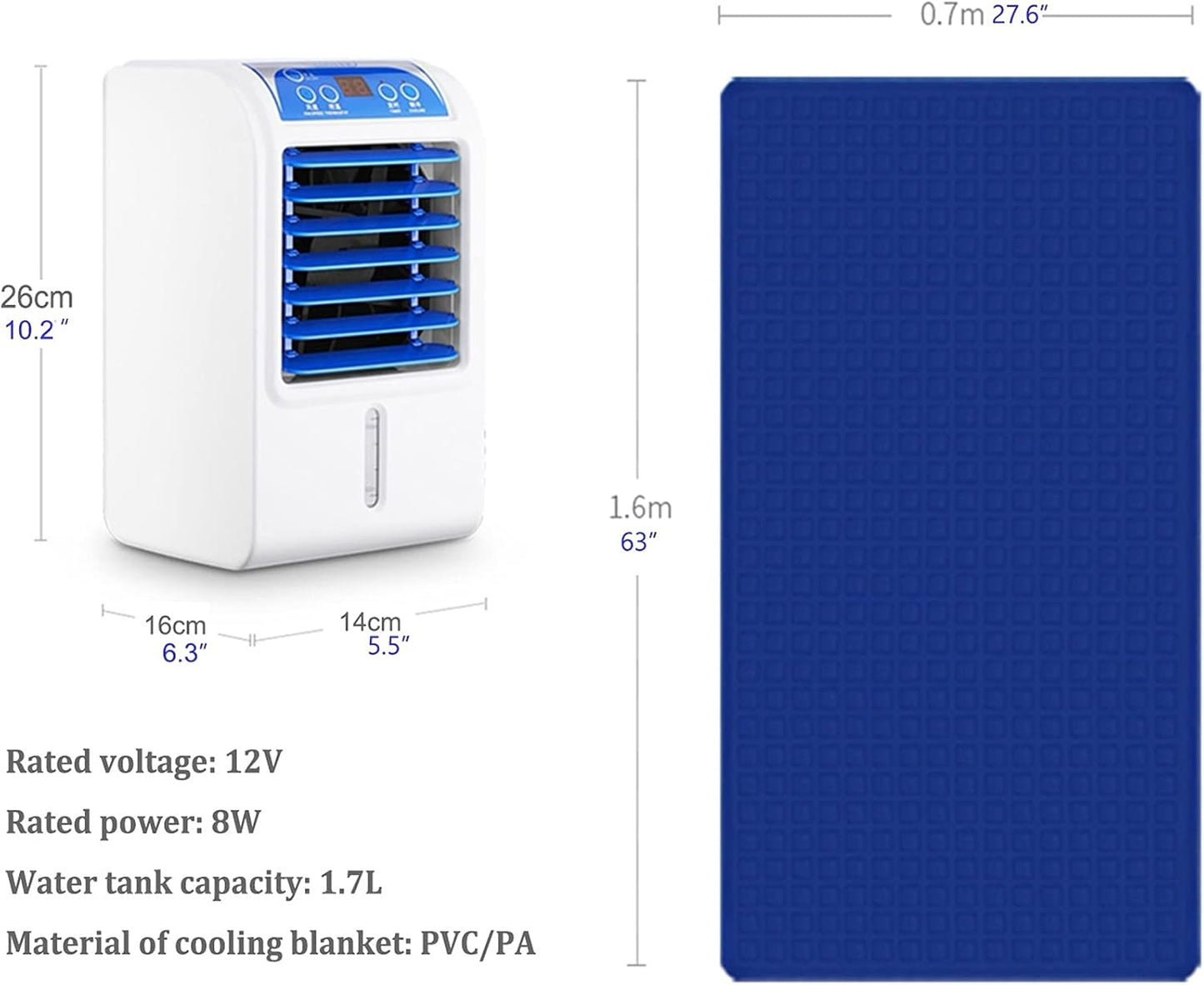Mattress Cooler Air Conditioning Water Cooling Mattress System, Cool Sleeping Mattress in Summer - Adjustable Temperature, Bed Fans for Cooling Under Sheets (Size : 55.1x63in)