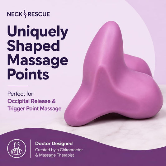 Trigger Point Neck Massager for Neck Pain Relief, Occipital Release Tool, 100% Silicone Design with Flexible Points to Relieve Deep Muscle Tension, Headaches & Tech Neck