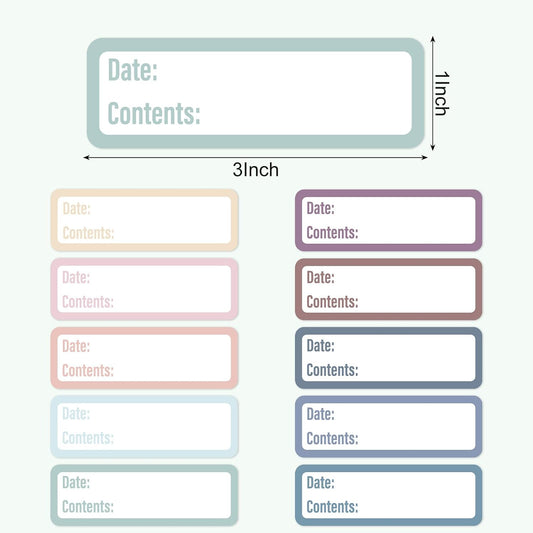 1000 Food Labels, 1 x 3 Inch Removable Freezer Date Stickers, Colorful