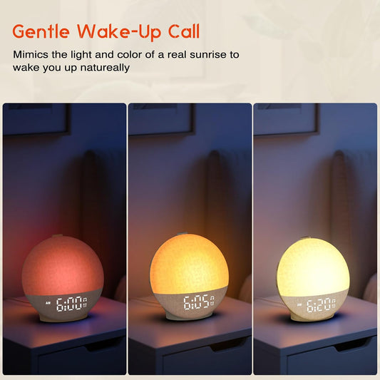 Sunrise Alarm Clock White Noise Machine, Sunset Simulation, 30 Sleep Sounds | 12 Color Night Lights, Dimmable Sunlight Lamp Wake Up Light, Loud Digital Clock for Kids Teens Heavy Sleepers Adults Bedrooms
