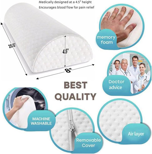 Premium Memory Foam Half Moon Pillow - Leg Pillows for Sleeping - Knee Pillow for Side Sleepers,Sleeping Pain, Hip Pain Relief for Side Sleepers