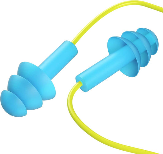 Bememo 6 Pairs Reusable Corded Earplugs with Case for Sleeping Swiming