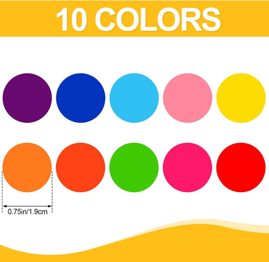 Dot Stickers, 3/4 inch Color Coding Labels, 10 Color Circle Price Stickers for Office Classroom Student
