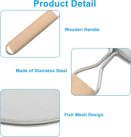 8-Inch Stainless Steel Splatter Screen with Handle | Ultra Fine Mesh, Splatter Guard, Cooking Protector, For Frying/Kitchen Use