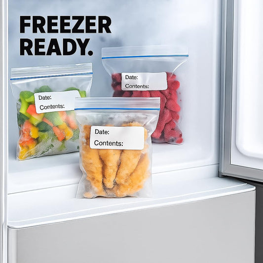 500 Pcs 1" x 3" Removable Freezer Labels for Food Containers | Washable Date Stickers for Ziploc Freezer Bag, Fridge Storage, Meal Prep - Oil Resistant & Waterproof, Easy Peel & No Residue