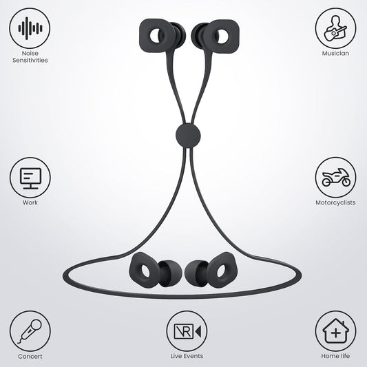 2 Pairs of Earplugs for Sleeping,Reusable Hearing Protection Ear Plugs with 8 Pairs Ear Tips & One Connector Cord,Soft Earplugs for Noise Reduction,Concert,Musician & Work - 25dB-30dB