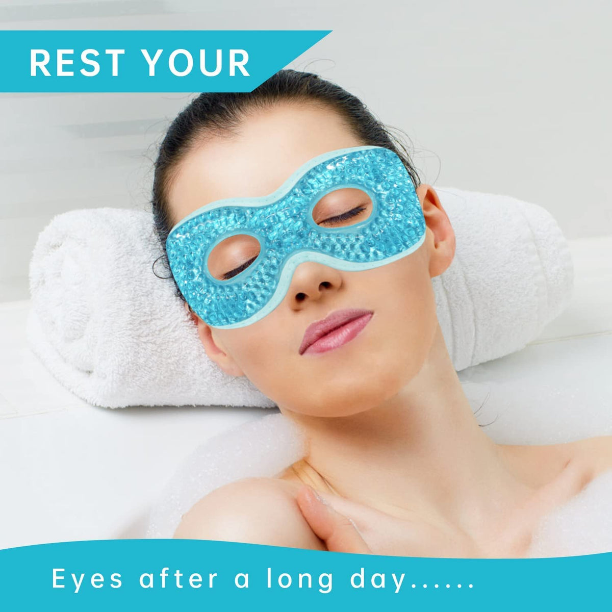 2PCS Gel Eye Mask, Hot Cold Compress Pack Eye Therapy Gel Bead Eye Masks, Reusable Cooling Ice Eye Mask with Holes, for Puffiness Dark Circles, Eye Bags, Dry Eyes, Headaches, Migraines, Stress Relief