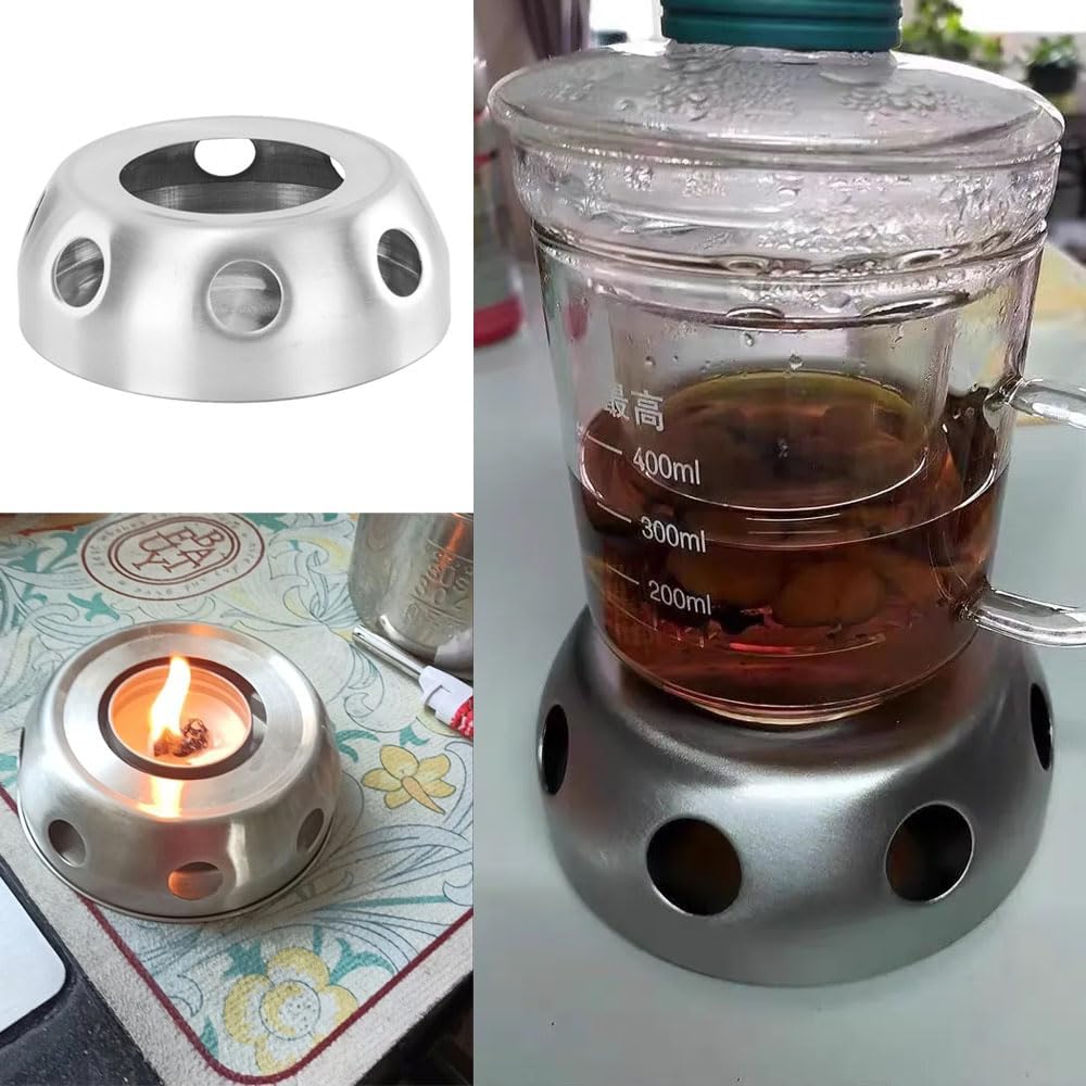 Glass Teapot Warmer Stainless Steel Tea Warmer for Tea Lights Candles Stovetop Safe Borosilicate Tea Pot with Removable Loose Tea Infuser Tea Kettle and Tea Maker Tea Light Candle