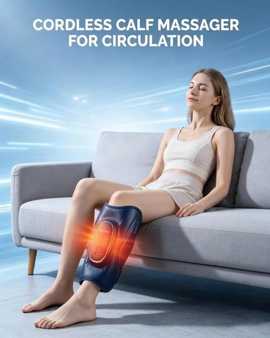 Cordless Calf Massager for Circulation Red Light Therapy for Leg with 3-Level Heating, Vibration and Airbag for Pain Relief Adjustable Temperature