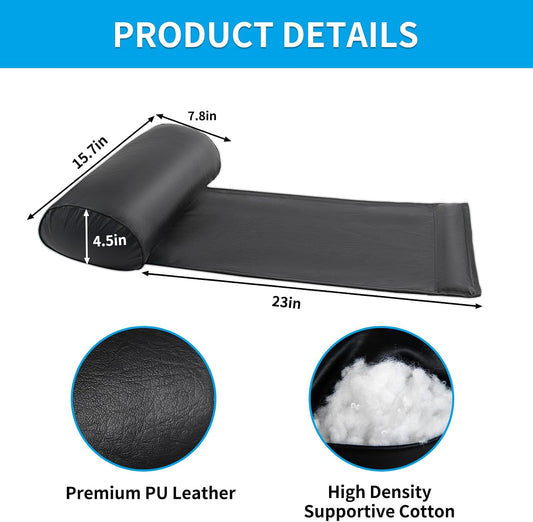 YOUFI Leather Recliner Headrest Pillow with Self-Stabilizing Weighted Base | No-adhesive Design Adjustable Filling for Head Support, Soft Large Neck Pillow for Recliner, Couch, Sofa, Chairs, Black