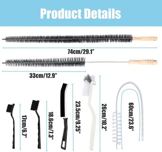 8-Piece Washing Machine Cleaning Brush Set | Dryer Vent Cleaner Kit, Front Load Washer Gasket Cleaner Brush, Crevice Gap Brush for Sink, Grout, Tile & Bathroom
