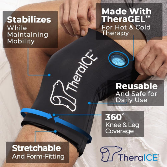 TheraICE Knee Ice Pack Wrap, Knee Brace for Women Men, Compression Sleeve