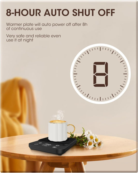 Coffee Mug Warmer for Desk, Upgraded Smart Electric Coffee Warmer, 1H Drink Water Reminder, 4 Mode, 8H Auto Shut Off, 9 Temperature, 12H Timer, Gifts for Women and Men
