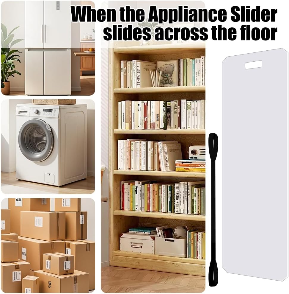 Heavy Duty Furniture Sliders for Appliance Moving - 660LB Capacity, Non-Scratch Pads for Carpet, Tile & Hardwood Floors, Includes Pull Strap (8"x48", 2-Pack)