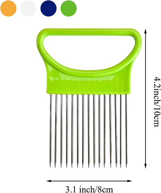 4 Pcs Onion Slicer, TACYKIBD Stainless Steel Onion Slice Holder and Tomato Slicer, Food Slice Assistant Onion Holder for Slicing Fruit Vegetable Lemon Meat Potato, Kitchen Cooking Tools Gadgets