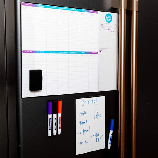 Dry Erase Weekly Extra Thick Magnetic Calendar for Refrigerator: 17x13 Two Week Planner and 6x9 White Board, 4 Fine Tip Markers and Eraser. Stain Resistant. Shipped Flat. (Monthly Planner)