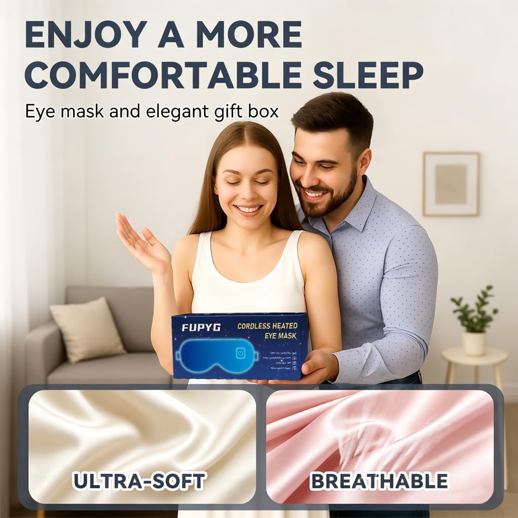 Heated Eye Mask - Cordless Eye Mask for Dry Eyes, Eye Relief, Eye Heating pad Improved Sleep,Travel, Office, Includes Removable and Washable Shells