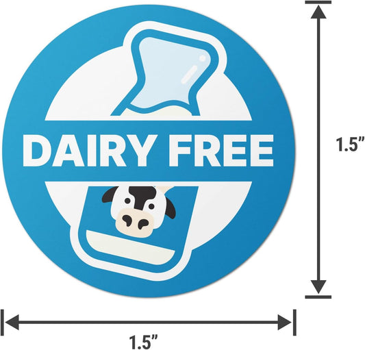 Dairy Free Food Labels Stickers - 1.5" Round Food Allergy Warning Meal Choice Label Stickers for Restaurant Deli Grocery Store Food Packaging, Strong Adhesive & Easy Peel (300 Labels on Sheet)