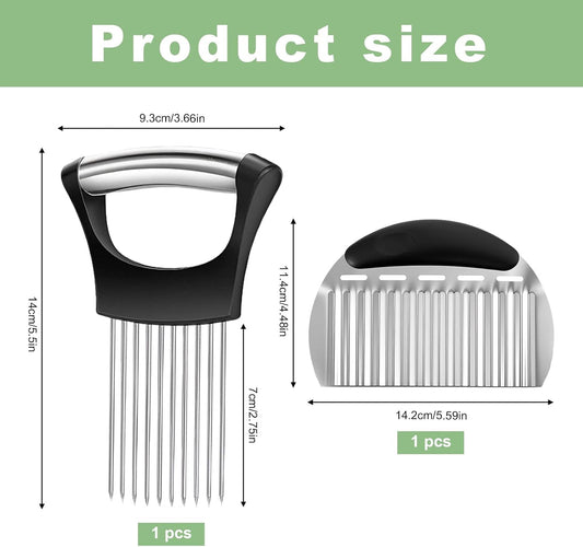 Stainless Steel Onion Holder for Slicing & Crinkle Cutter, for Home Kitchen | Onion Slicer Holder, Crinkle Cutter, French Fry & Vegetable Cutter for Potatoes, Lemon and Tomatoes, Ergonomic Handle