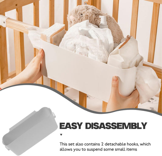 Portable Bedside Hanging Storage Organizer with Adjustable Hooks, Multi-Functional Bedside for Dorm Rooms, Office, White, 13.07 X 5.76 X 4.72 Inches