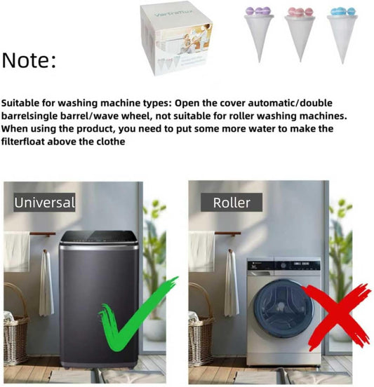 Washing Machine Lint Catcher,Floating Hair Filter for Washing Machines (Blue+Purple+Pink (Mixed Color 3-Pack)), 3.62inch*6.69inch,Top-Load Washers Only