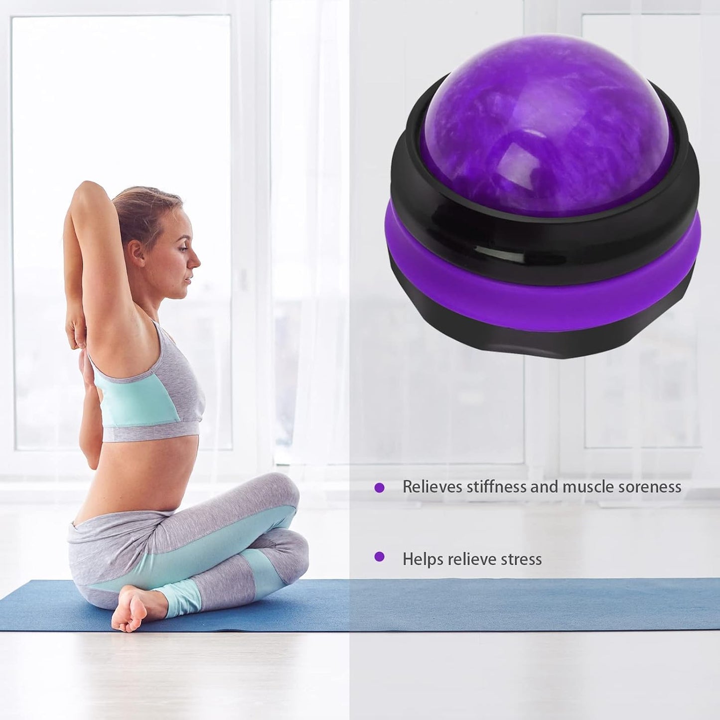 Coolrunner Massage Ball, Manual Roller Massager, Handheld Self Massage Therapy and Relax Full Body Tools for Sore Muscles, Shoulders, Neck, Arms, Legs, Back, Foot, Body (Blue) | Therapy and Relax Full Body Tools for Sore Muscles, Shoulders, Neck, Arms,