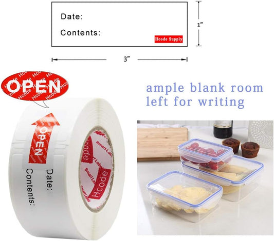 Hcode 2 x 3'' Self-Adhesive Removable Freezer Food Labels- Easy Clean Leaves No Residue- Cooler Food Storage Freezer Stickers Plastic Paper Perfect for Reusable Containers 300 Stickers (2x3 Fill in)