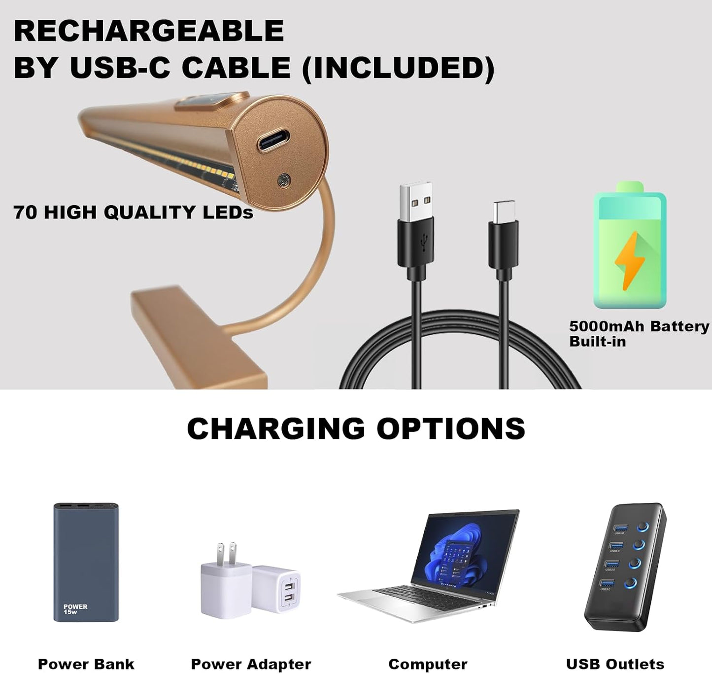 LYTARA Dimmable Cordless Picture Light with Controller and Timer, Rechargeable 5000mAh Battery Wall Sconce for Wall Pictures, Gallery Artwork, Paintings, Portraits, Dartboards (Gold)