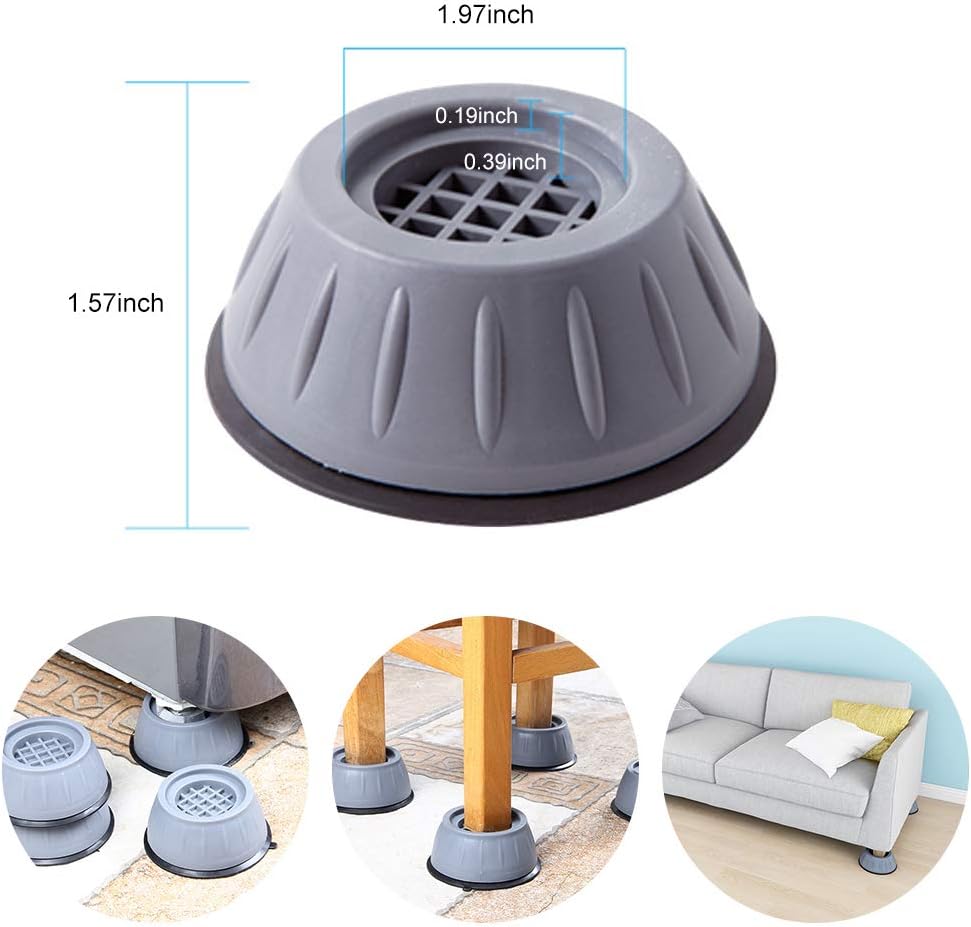 Mwellewm Anti Vibration Pads for Washing Machine Shock and Noise Reducing Washing Machine Support Anti Slip Vibration Rubber Washing Machine Feet Dryer Washer Vibration Stabilizer(1.7D x 0.16 H)