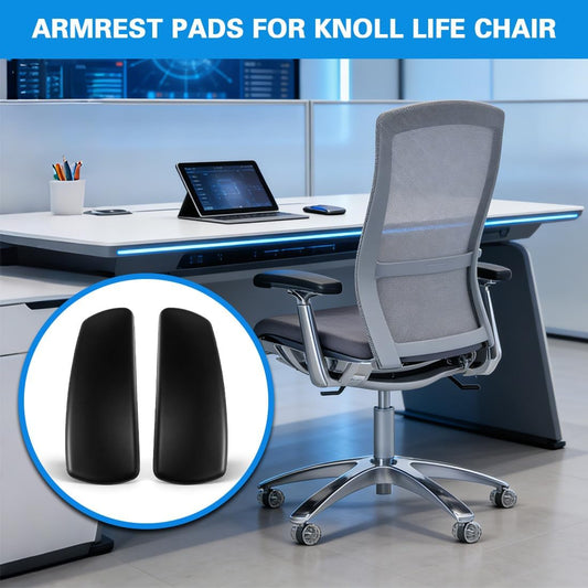 Arm Pads Caps Replacement for Knoll Life Office Chair,Chair Armrest Pads, with 12 mounting Screws(Black)