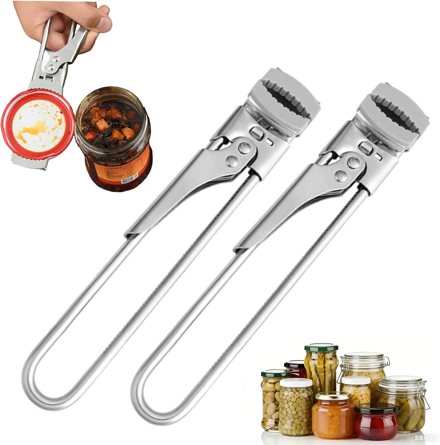 2026 New Upgrade Jar Opener for Weak Hands, Adjustable Stainless Steel can Opener,Multifunctional Can & Bottle Lid Gripper Bottle Opener with Handle, Kitchen Tool for Seniors and Kids (1PCS)