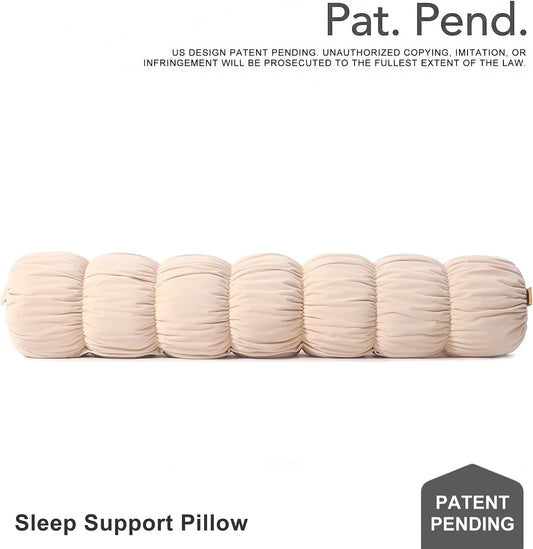 Pat. Pend. Long Bolster Pillow for Bed, Small Body Pillow for Adults, Soft Velvet Washable Cover, Cylinder Pillow for Side Sleepers and Leg Support(Misty White, 39"x 7.87")